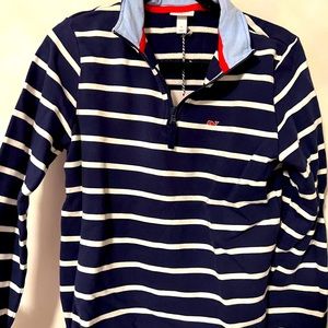 navy and white striped vineyard vines quarter zip